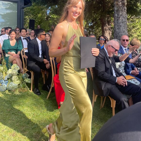 Reformation Jeany Silk Dress in Olive Oil size small - Picture 12 of 12